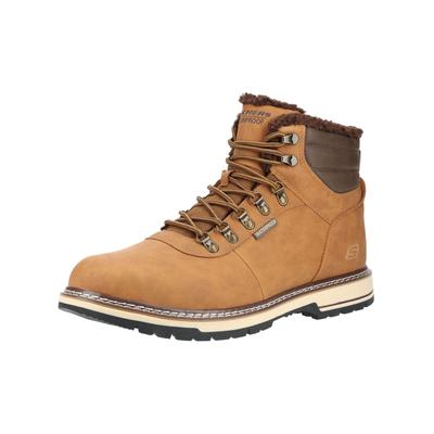 Schnürstiefelette SKECHERS "Skechers Stiefelette Lederimitat", Damen, Gr. 46, braun (beige), Schuhe Schnürstiefelette