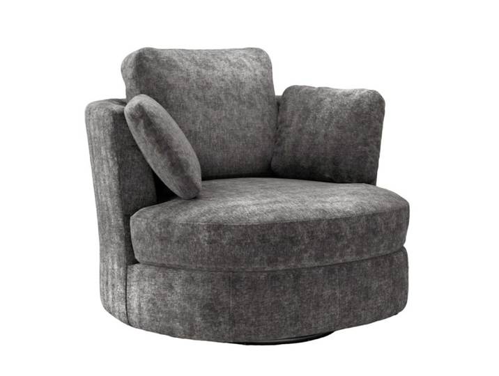 Fauteuil Pivotant 360° avec Base Métallique Chaise Relax Chaise Lounge Confortable pour Salon et Chambre Gris