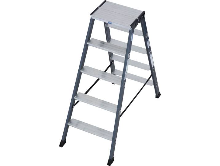 Doppelleiter KRAUSE SePro D , grau (anthrazit), B:48cm H:25cm L:117cm, Aluminium, Leitern, Doppelleiter, Alu eloxiert, 2x5 Stufen, Arbeitshöe ca. 263 cm