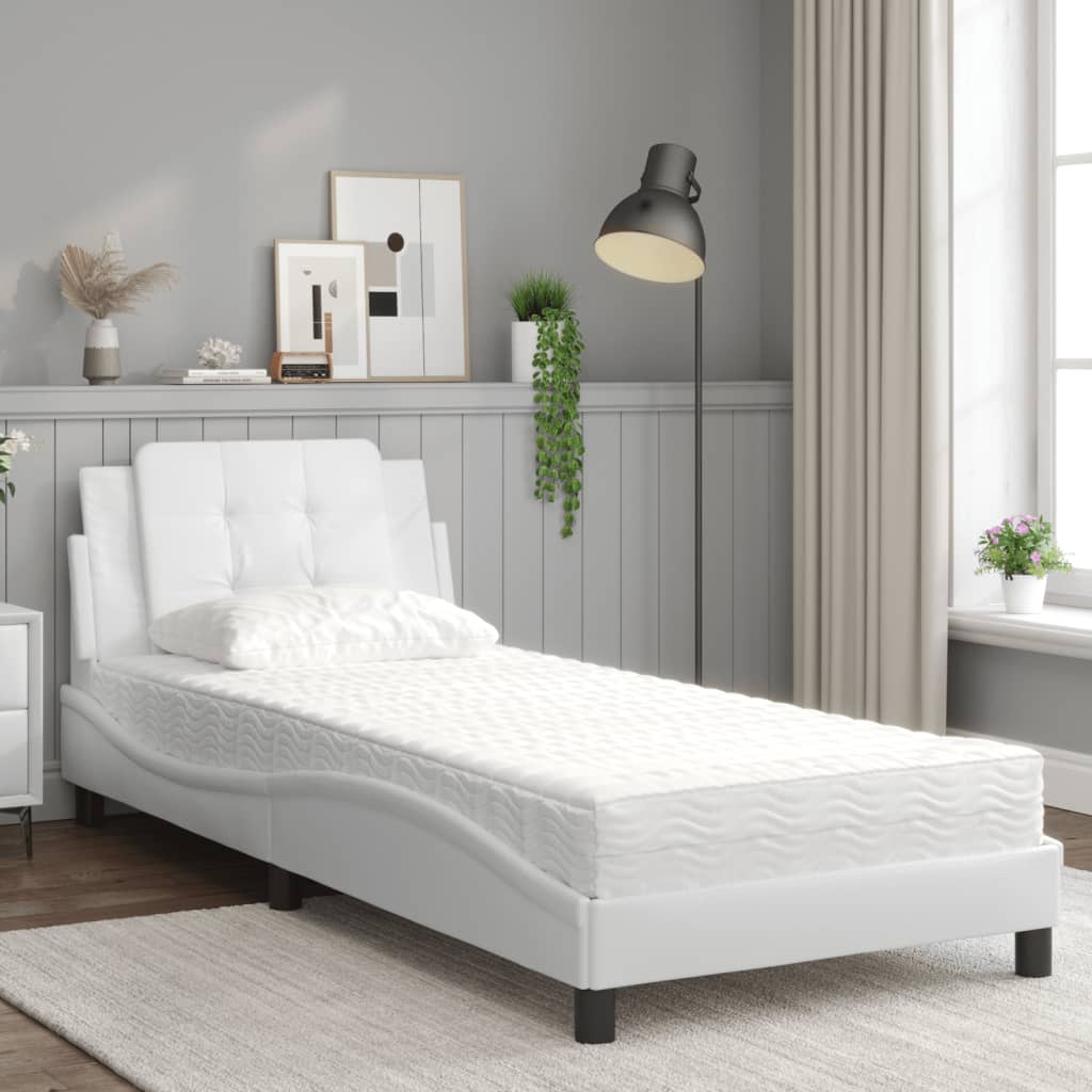vidaXL Lit avec matelas Zadar blanc 80x200 cm similicuir