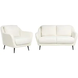 SOFA-SET 3-Sitzer Chenillegewebe Weiß Eiby