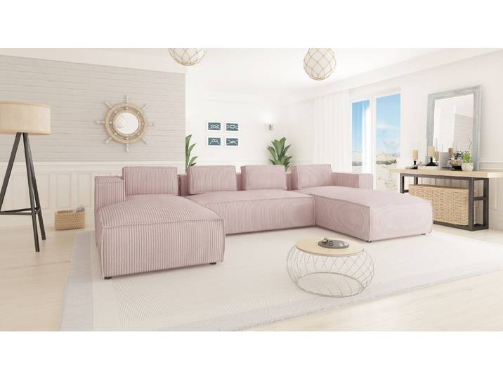 S-Style Möbel Noord - Moderne Wohnlandschaft mit weichem Sitz - Puderrosa