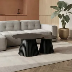 Couchtisch Gobens 2er-Set Ø60/80 cm, Schwarz - mit zentralem Standfuß