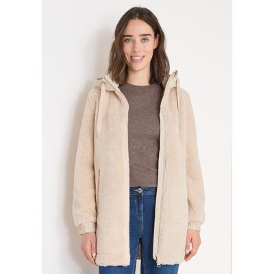 Fellimitatmantel CECIL, Damen, Gr. XXL (46), beige (teddy vanilleweiß), Stoff;Plüsch, Obermaterial: 100% Polyester. Futter: 100% Polyester. Kapuze: 100% Polyester, unifarben, comfort fit normal, ohne Ausschnitt, Bündchen, Mäntel, mit Teddy-Futter...