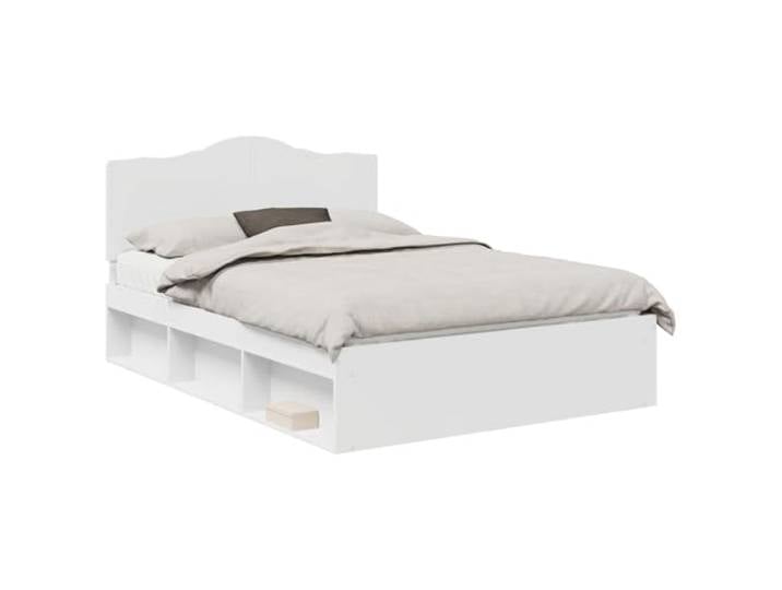 PUGYNBK Bettgestell 140 x 190 cm Kiefer massiv Basis mit Kopfteil, feste Lamellen, modernes Design, robust und stabil