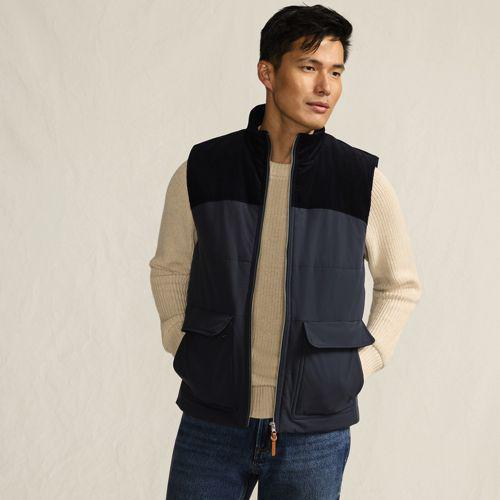 Wattierte Weste im Material-Mix für Herren, Herren, size: regular, Blau, Polyester, by Lands' End