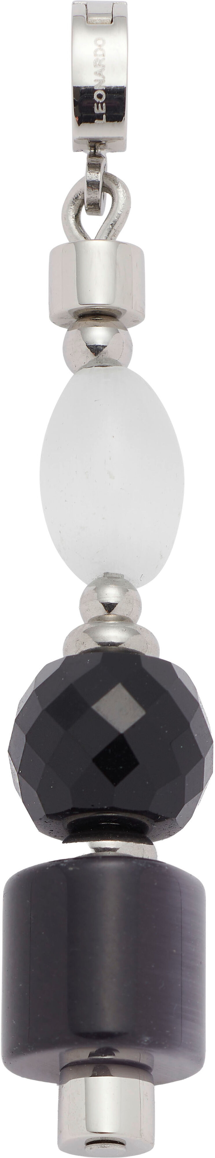 Charm-Einhänger LEONARDO "Anhänger Betsy Clip & Mix", schwarz-weiß (edelstahlfarben, schwarz, grau, weiß), Charms, Damen, Edelstahl, Charm-Einhänger, mit Cat´s Eye