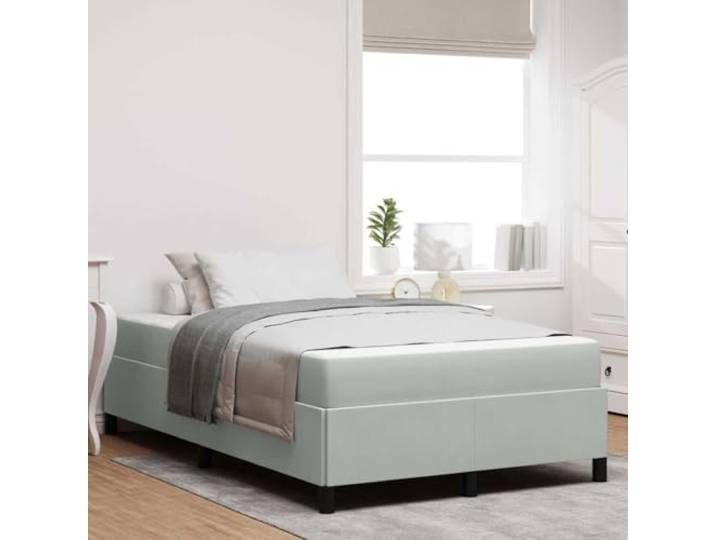 Holzwerkstoff Rahmen mit Matratze Modernes Minimalismus Design Bettgestell Bettgestell mit Matratze Hellgrau 120x190 cm Stoff inklusive Lattenrost, modernes Polsterbett mit Taschenfederkern, belastbar