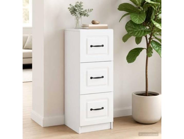 GPWERSDF Schubladenschrank Weiß 33 x 34,5 x 87 cm Holzwerkstoff Kommode Robust, platzsparend, vielseitig, pflegeleicht, moderne Optik, stabile Konstruktion