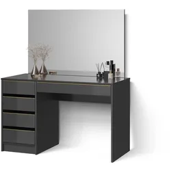 SCHMINKTISCH Imola, Schwarz/Gold, 120 cm mit Spiegel