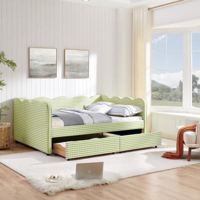 Telepassa Cozy Gingham Daybed with USB Port and Two Storage Drawers