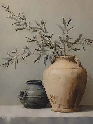 Inspire Picks Retro Olive Tree & Lemon Canvas Wall Art Elegant Mediterranean Botanical Decor 7 20x25cm
