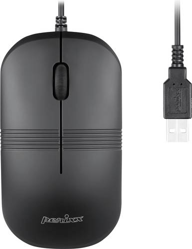 Perixx PERIMICE-503 B Maus Kabelgebunden Optisch Schwarz 1600 dpi Wasserfest (IPX7)