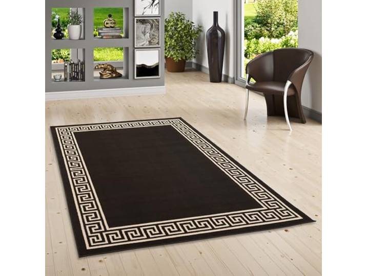 Pergamon Teppich Trendline Dunkelbraun Römisch Bordüre in 4 Größen