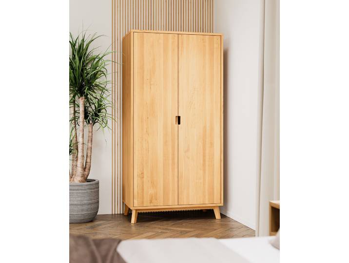 Naturwohnen Massivholz Kleiderschrank H200xB100xT60cm Erle geölt Serie Rivus Türen mit Soft Close mit bioola® nature veredelt