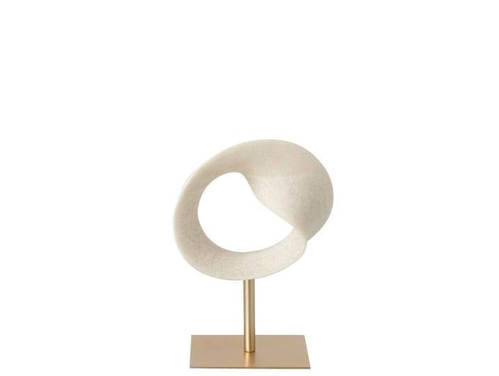 Ambia Home Skulptur, Weiss, Goldfarben, Metall, Stein, Naturmaterialien, 9.5x30x20 cm, Dekoration, Dekofiguren & Skulpturen, Skulpturen