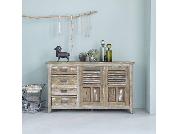 Commode en pin recyclé massif 140 cm
