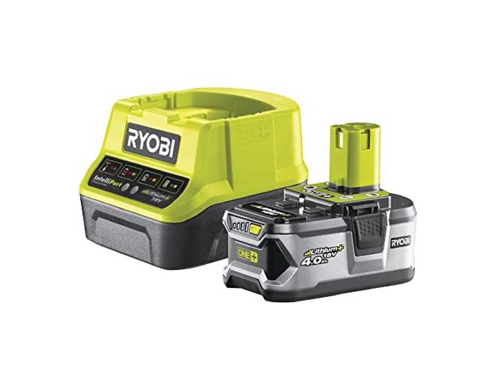 Ryobi - Pack 1 Chargeur Rapide 120 Minutes + 1 Batterie Lithium+ 18V One + 4\,0 Ah - Batterie Compatible avec Plus de 200 Outils de Bricolage et Jardinage - RC18120-140