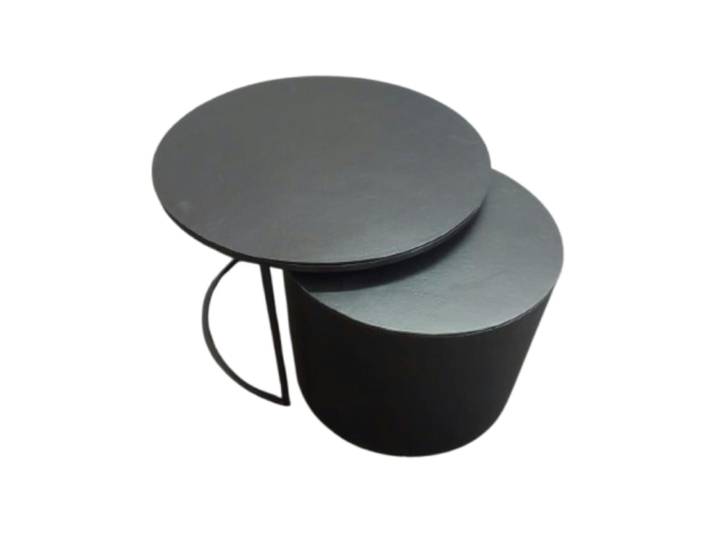 Table basse gigogne cylindre en métal noir