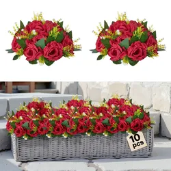 VEVOR Kunstblumen, 10 Stück, 240 x 240 x 120 mm, Kunstblumenkugeln, künstliche Blumenarrangements, Seidenrosen Blumenstrauß für Hochzeits-Tafelaufsätze, Tischdekorationen zu Hause, Partys