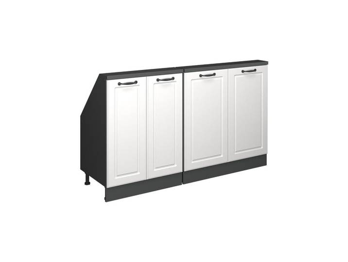 Vicco Dachschrägenschrank-Set Rion Weiß Landhaus 2er Set, Weiß, Anthrazit, Rechteckig, 140x83.8x46 cm, Kleinmöbel, Kommoden, Kommoden