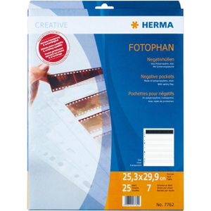 Herma Fotohüllen 7762 Negativstreifen, 2,4 x 3,6cm, A4, 25 Hüllen für je 42 Negative, Hochformat, klar