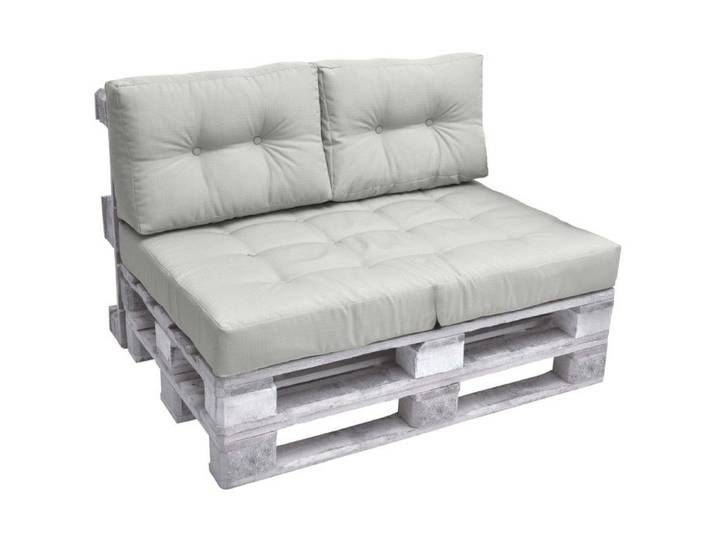 Coussin pour palette Outdoor 1x coussin d'assise & 2x coussins de dos gris clair