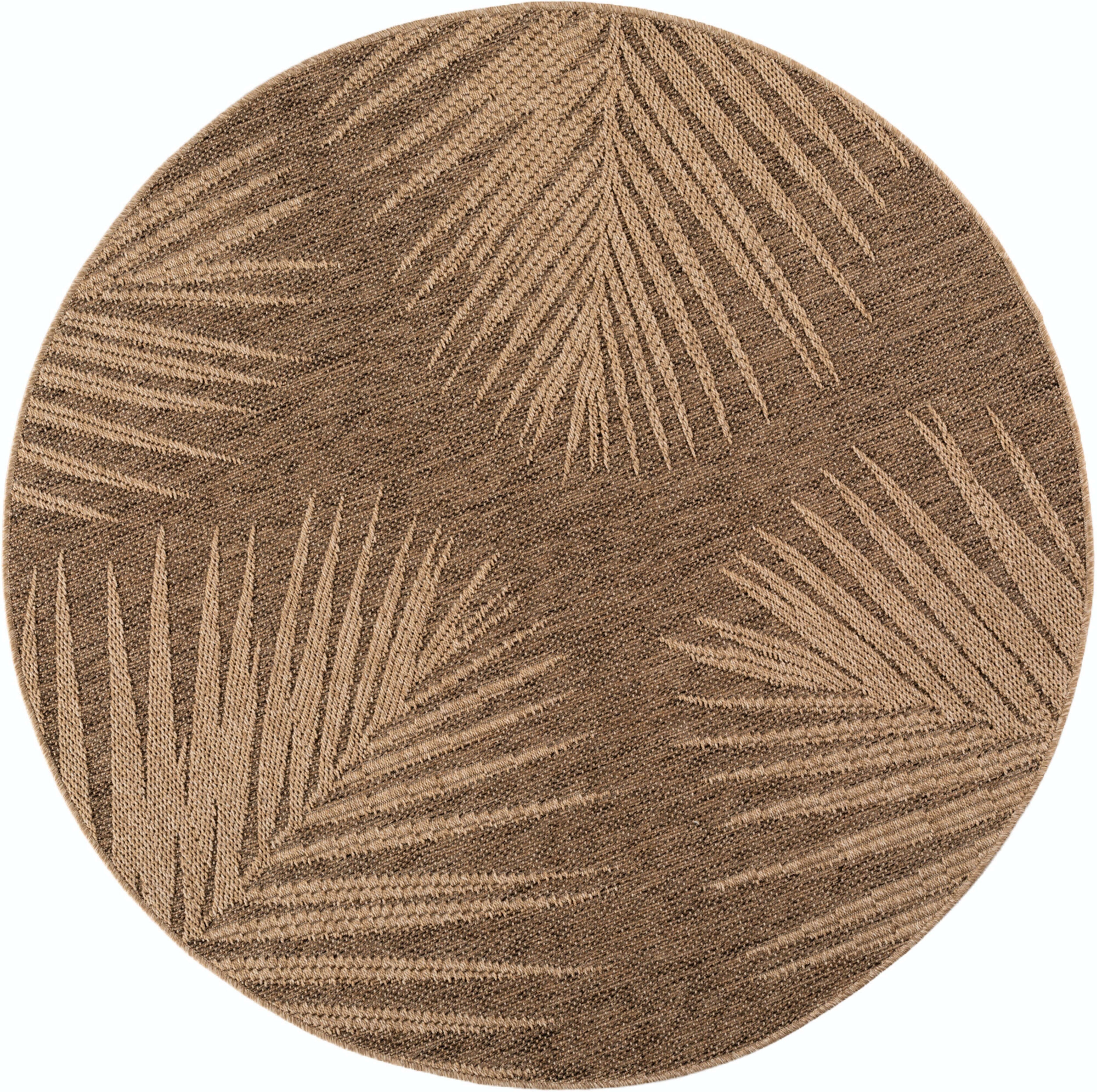 Outdoorteppich AYYILDIZ TEPPICHE "TIMBER 1403, auch als Läufer und Rund", braun, H:5mm Ø:160cm, Polypropylen, Teppiche, Outdoorteppich, Läufer, Rund, In und Outdoor, Jute Sisal Optik, Wohnzimmer, Terasse braun Ø 160cm 1 Stk., 5mm, Ø 160cm