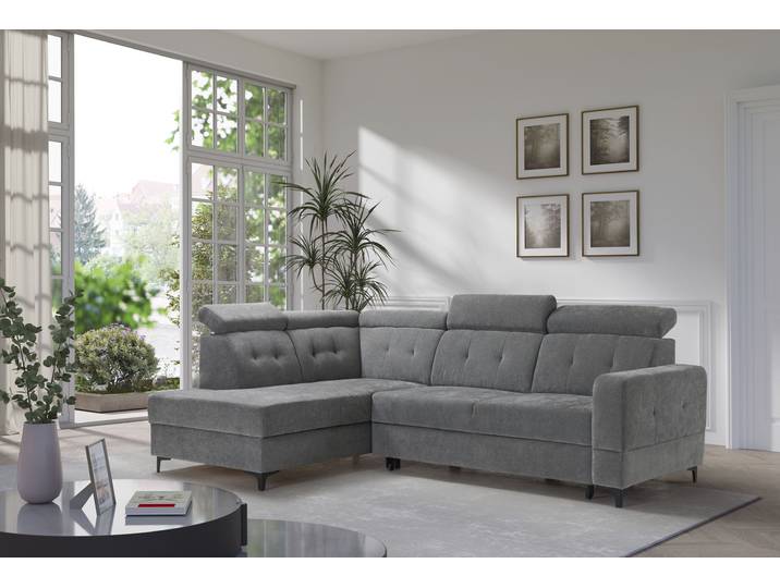 Ecksofa EXXPO - SOFA FASHION Monte, Kopfteile verstellbar, optional mit Bettfunktion & Bettkasten , grau (anthrazit), B:254cm H:100cm T:182cm, Sofas, Ecksofa, L- Form, mit Kopfteilverstellung, optional Bettfunktion und Bettkasten