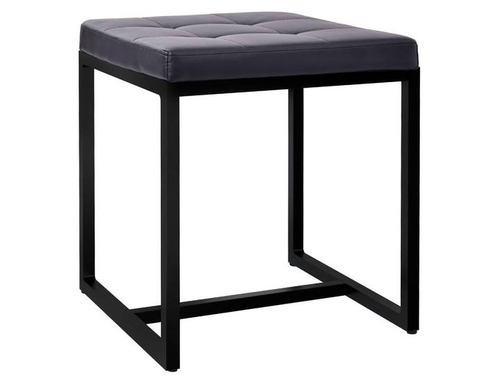 CLP Sitzwürfel eckig 40/40/48 cm Lederlook Schwarz, Metall, Rechteckig, 40x48x40 cm, Wohnzimmer, Sessel, Hocker, Sitzwürfel