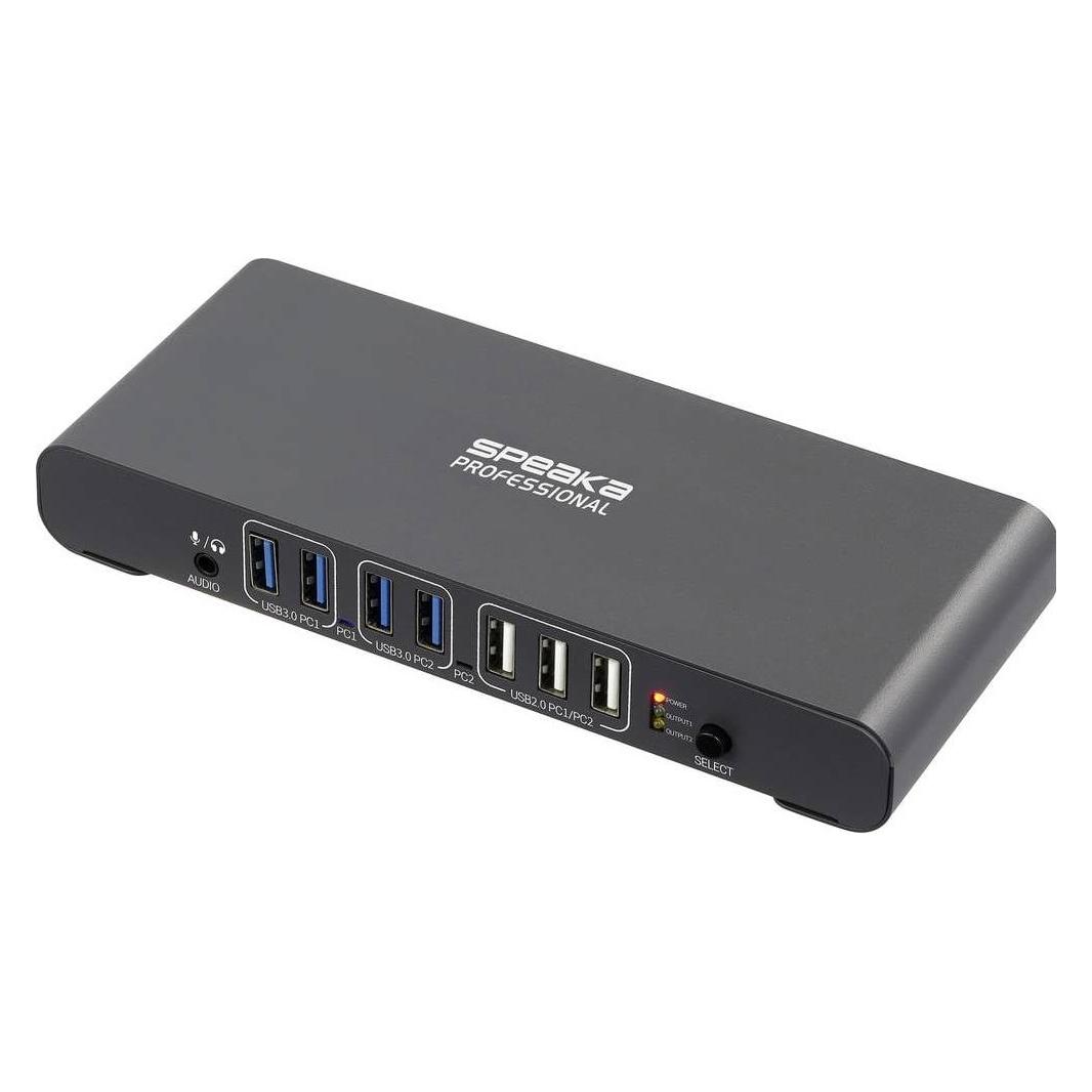 SpeaKa Professional SP-KVM-2P4K KVM-Umschalter Grau (matt) (SP-13773904)