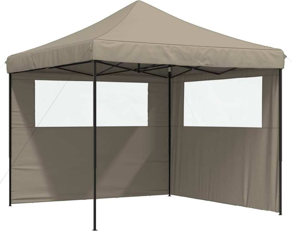 vidaXL Partytent inklapbaar pop-up model met 2 zijpanelen taupekleurig