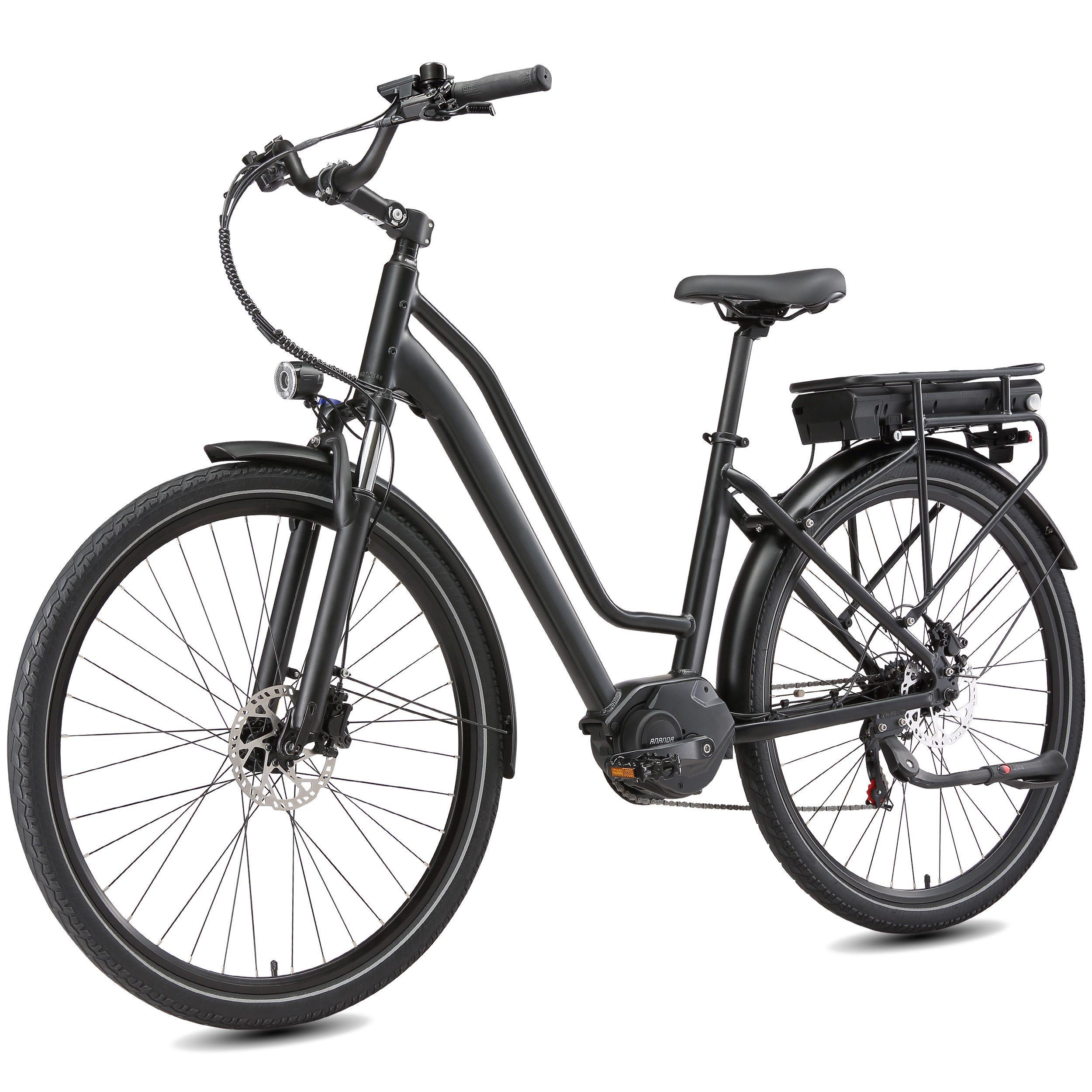 E-Bike Cityrad Mittelmotor 28 Zoll Cityrad E-Fahrrad Damen u. Herren Pedelec 460Wh Kettenschaltung, Mittelmotor, 460,8 Wh, (mit Batterieladegerät