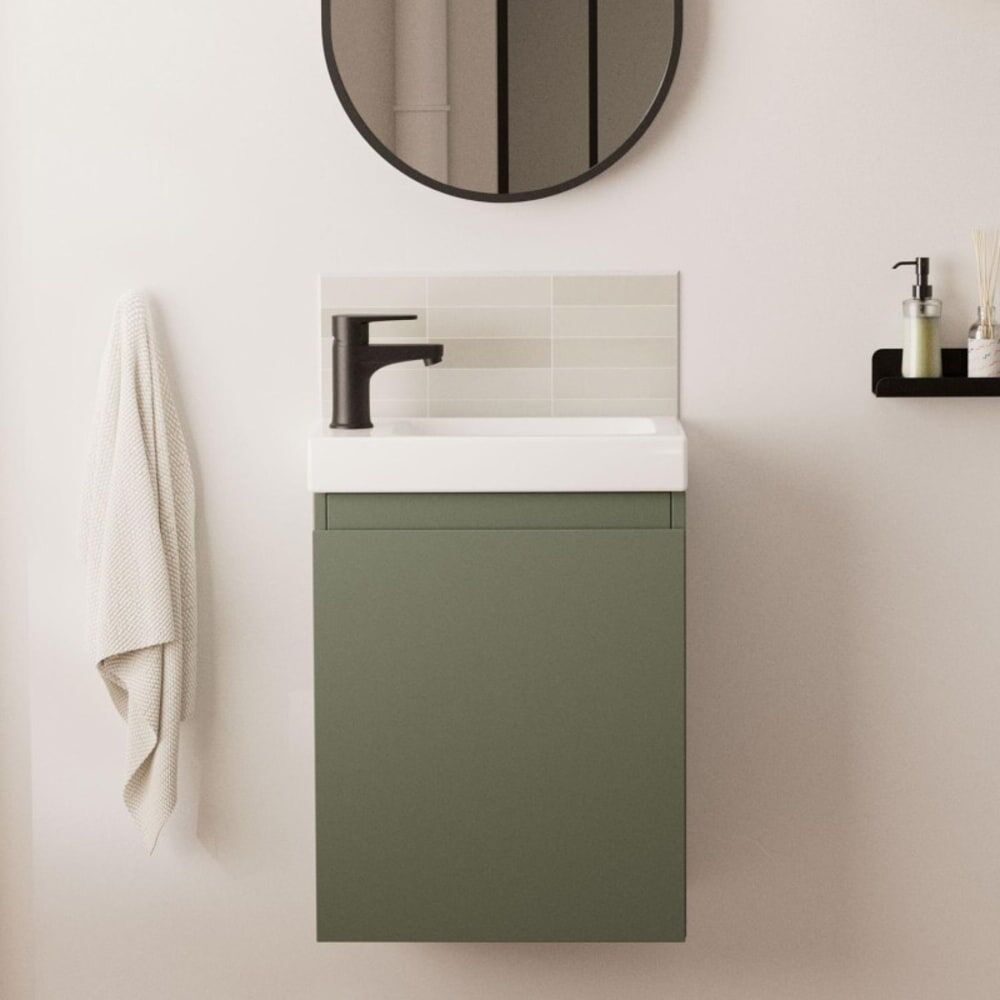 Mob In Meuble lave-mains + robinet noir Vert 22x53x41cm