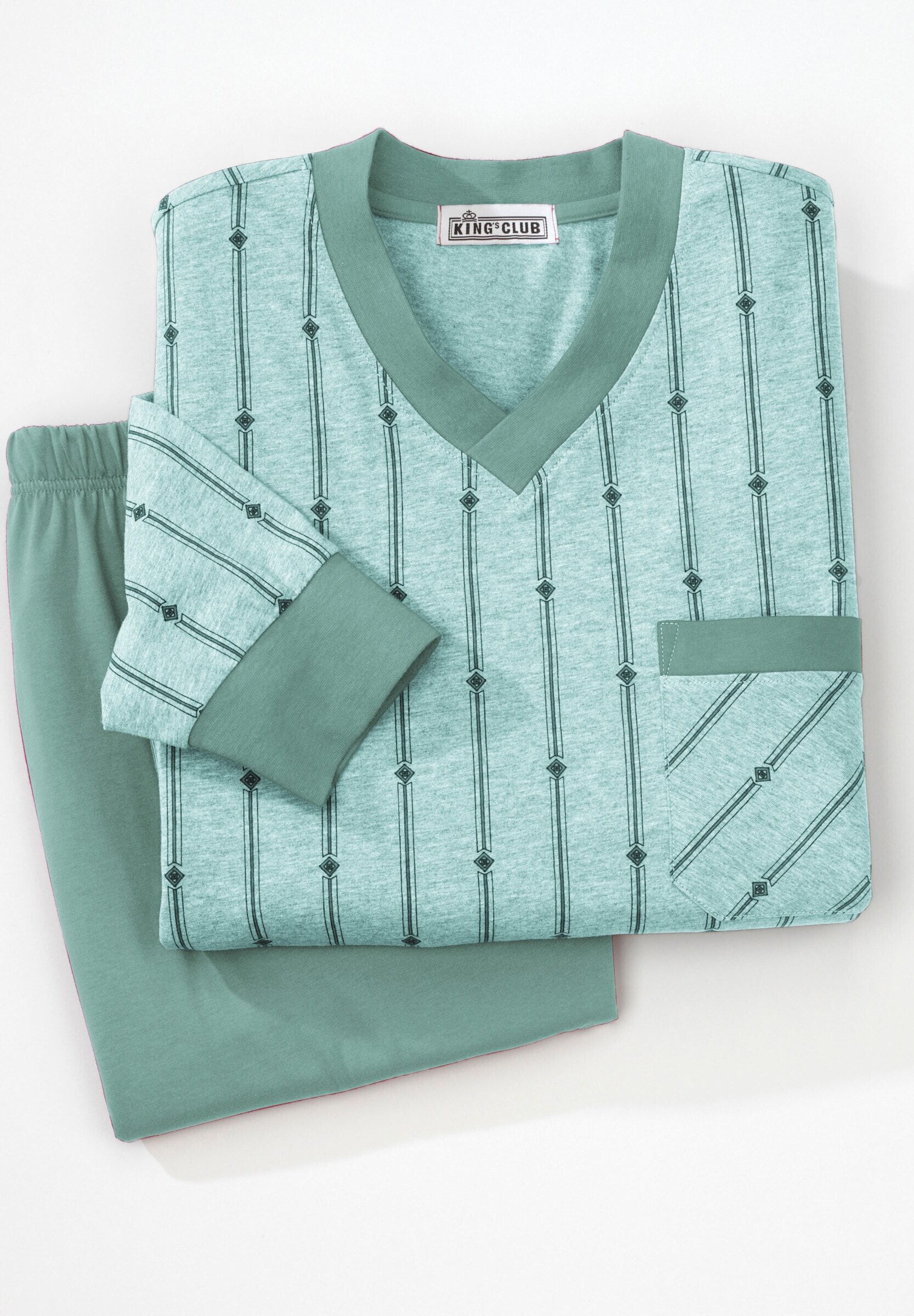 Schlafanzug WITT "Schlafanzug Schlafanzug", Herren, Gr. 60, mint, petrol, V-Ausschnitt, Homewear-Sets Schlafanzug