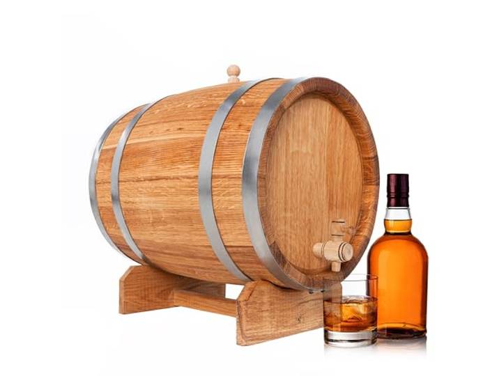 Bonanza Wood Eichenfass 10L - Holzfass für Whisky, Wein & Spirituosen - Getränkespender mit Holzhahn - Zur Veredelung von Alkohol