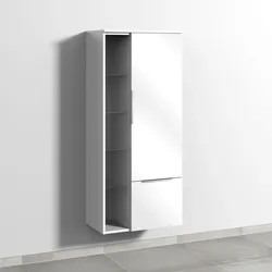 Sanipa 3way Stauraumschrank mit 1 Tür, 1 Auszug und offenen Fächern, Weiß-Glanz UF18378