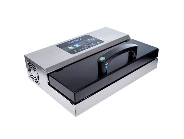 Vakuumierer/Vakuumiermaschine P 355 von ALLPAX - inkl. 100 Vakuumbeutel 20 x 30 cm (strukturiert) - 97% Vakuumleistung - 5 mm breite Schweißnaht - mit Puls-System für druckempfindliche Produkte