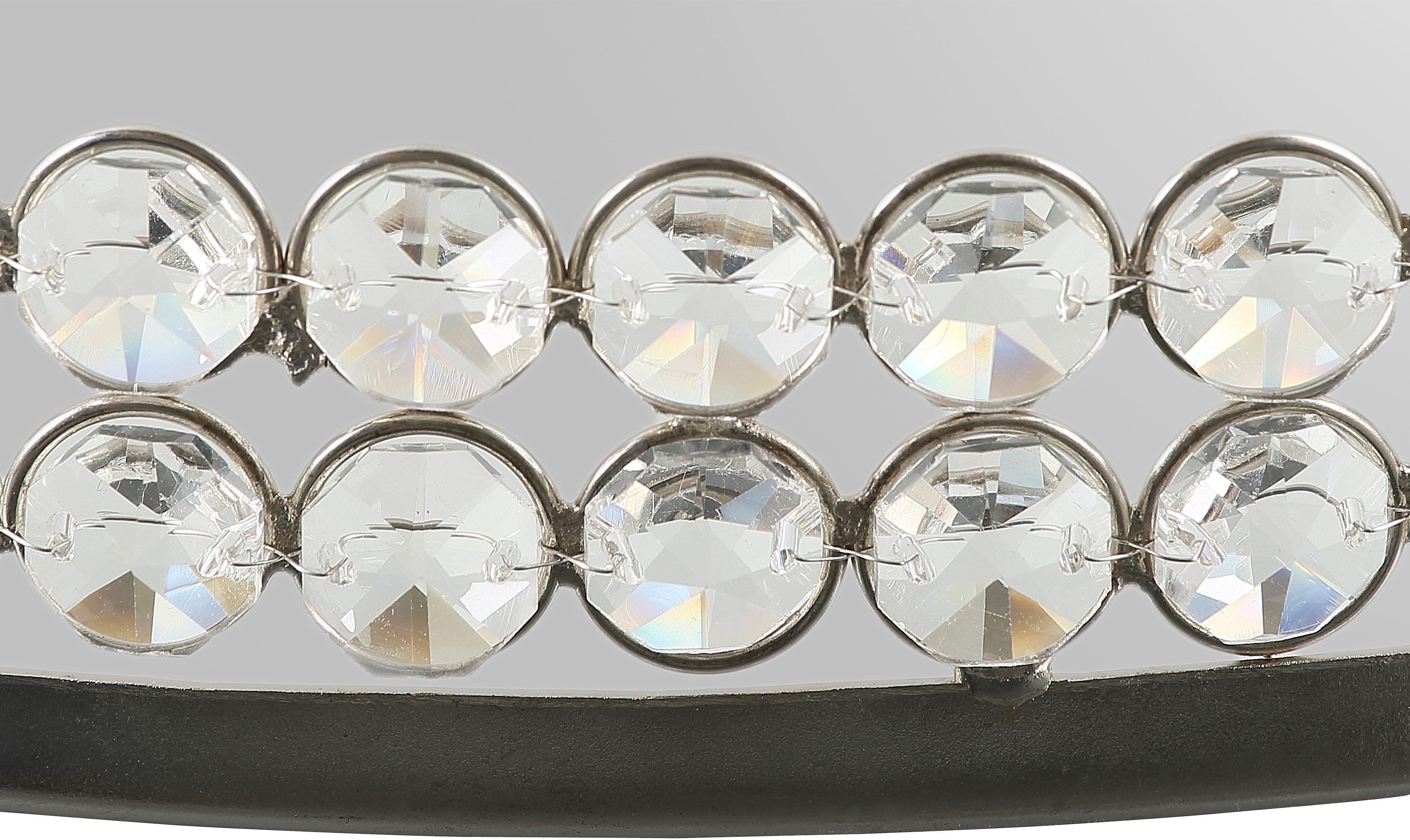 Tablett HOME AFFAIRE, silber (silberfarben), H:5cm Ø:36cm, Aluminium, Glas, Tabletts, Tablett, Kristall silberfarben Ø 36cm