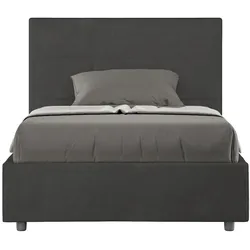 Mika graues Mikrofaser-Queensize-Bett mit gepolstertem Behälter 120x190