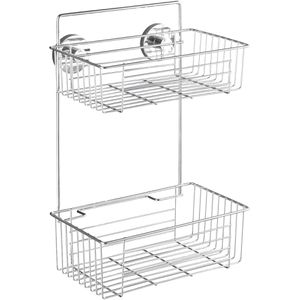 Wenko Duschablage Bari Vacuum-Loc, verchromt, mit Saugnapf, Duschregal, aus Metall, 26 x 38 cm