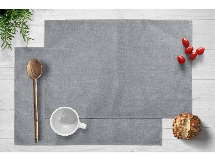 Platzset OTTO HOME Josée wasserabweisend, 2 Stück, weiche und flexible Materialqualität , grau (hellgrau), B:45cm L:30cm, Obermaterial: 100% Polyester, Platzsets, Platzset, Platzsets mit Wasser- und Ölabweisender Oberfläche
