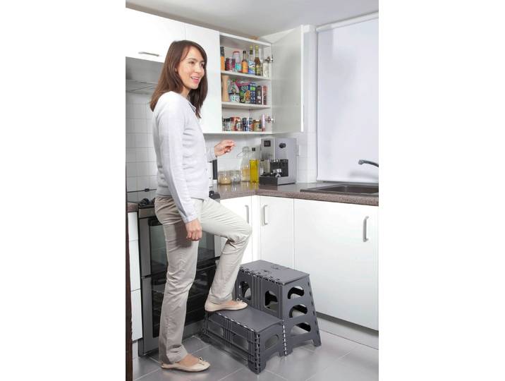 2-Stufen-Klappschemel - Klapptritt, Grau