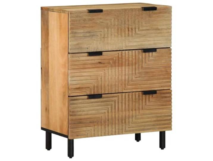 Sideboard Braun 60 x 75 cm, aus massivem Mangoholz Höhe 75 cm CNC-Front Massives Mangoholz mit CNC-Front, viel Stauraum, starke Deckplatte, für Flur und Bad