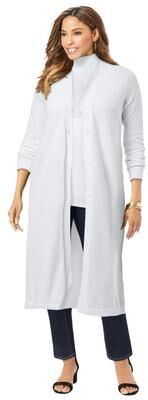 Plus Size Women's Fine Gauge Duster Cardigan by Jessica London in White (Size 22/24) Cardigan Sweater