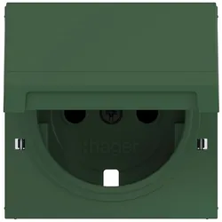 Hager WAS7212C10 ZS Steckd. SCHUKO m. Klappd., Feder, arret., EHBS, IP44 fähig, A/C, forest, matt