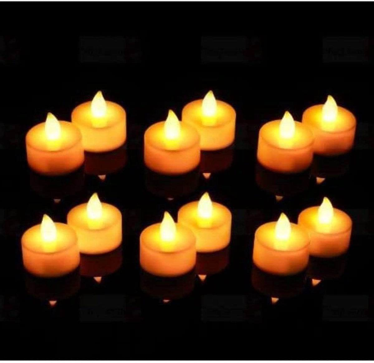 Set van 12 vlamloze LED theelichtkaarsen in geel voor feestelijke decoratie