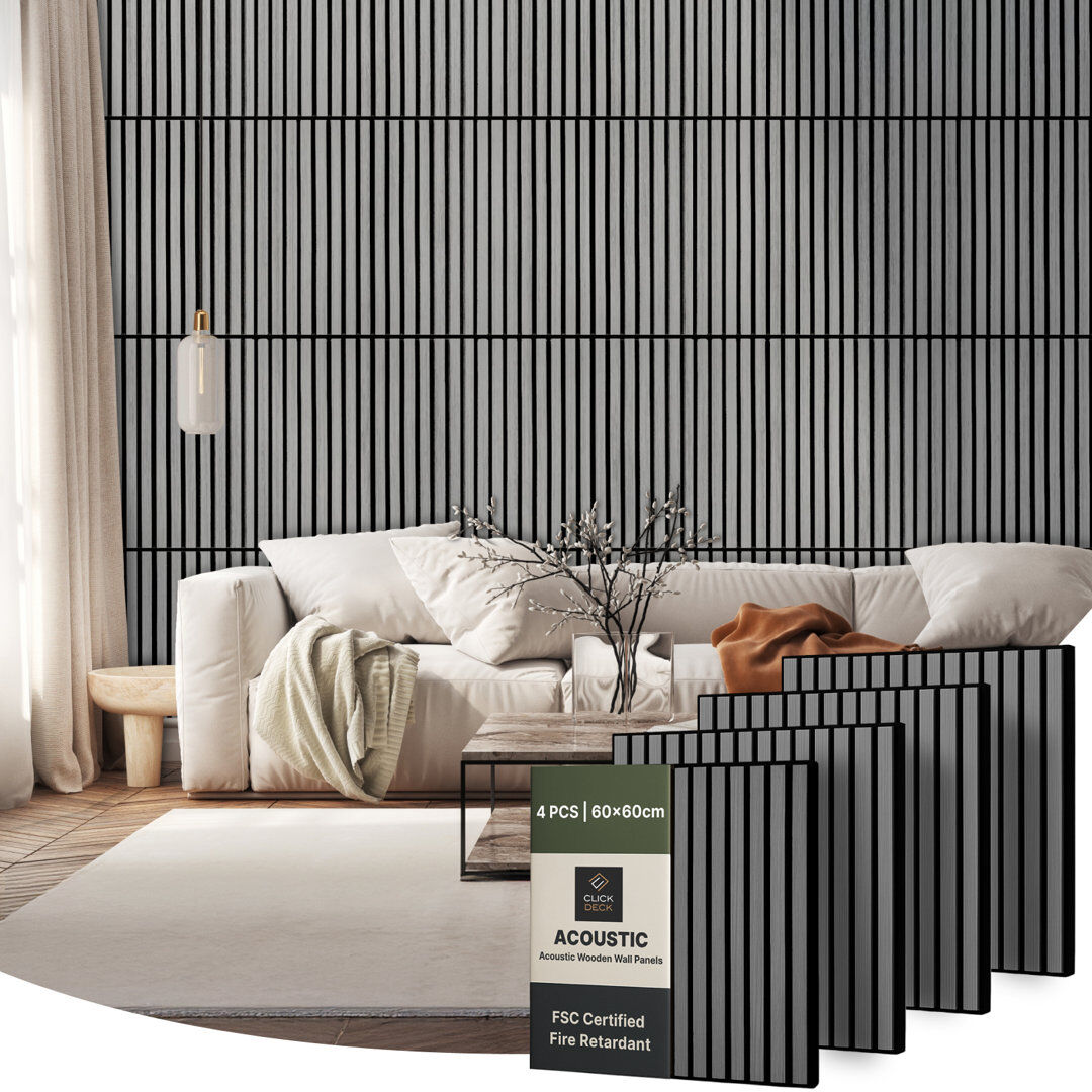 17 Stories Mehreen 60 cm x 60 cm 3D Wall Panel (4-pack) Grey Ash 60cm H