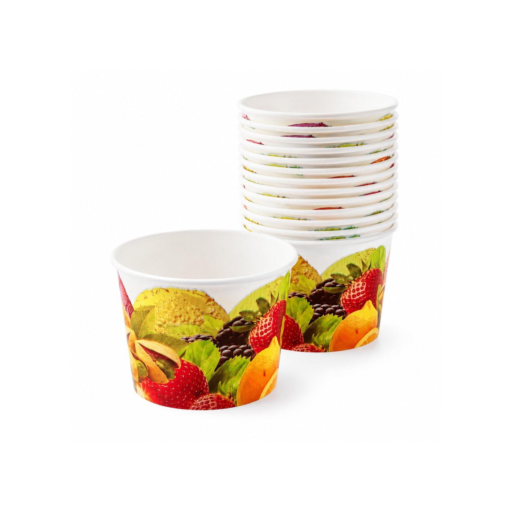 Eisbecher 200 ml aus Pappe mit Fruchtmotiv, Kleine Dessertbecher