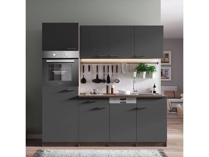 Cuisine Oliver IX 205 x 205 x 60cm Gris/Gris Plaque de cuisson